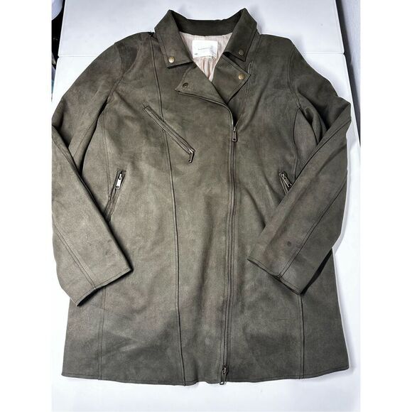 Anthropologie Ripley Sueded Longline Moto Jacket Color Olive Size XL - Picture 7 of 15